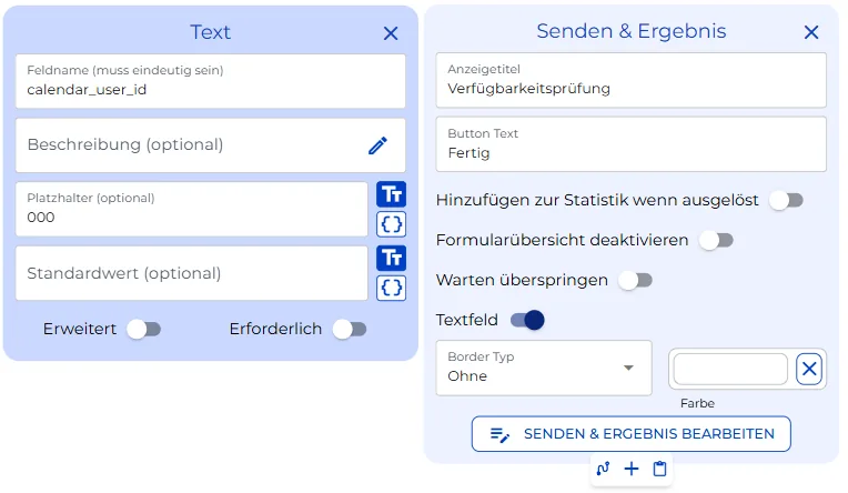 Der Required-Schalter an einem Formularfeld und die Einstellungen des Senden & Ergebnis-Knotens