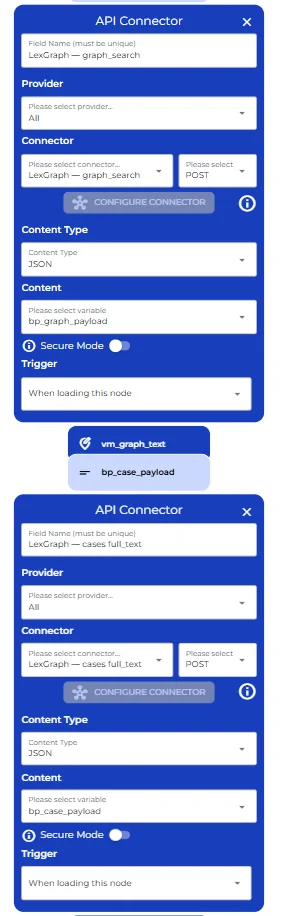 Konfiguration des API-Connectors für die LexGraph-Rechtsprechungssuche und den Volltextabruf