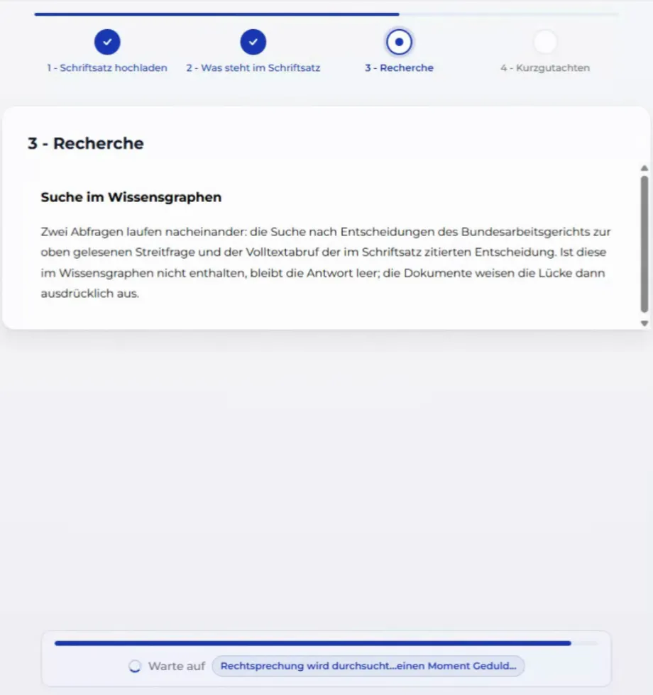 Recherche-Schritt mit laufender Suche im Wissensgraphen