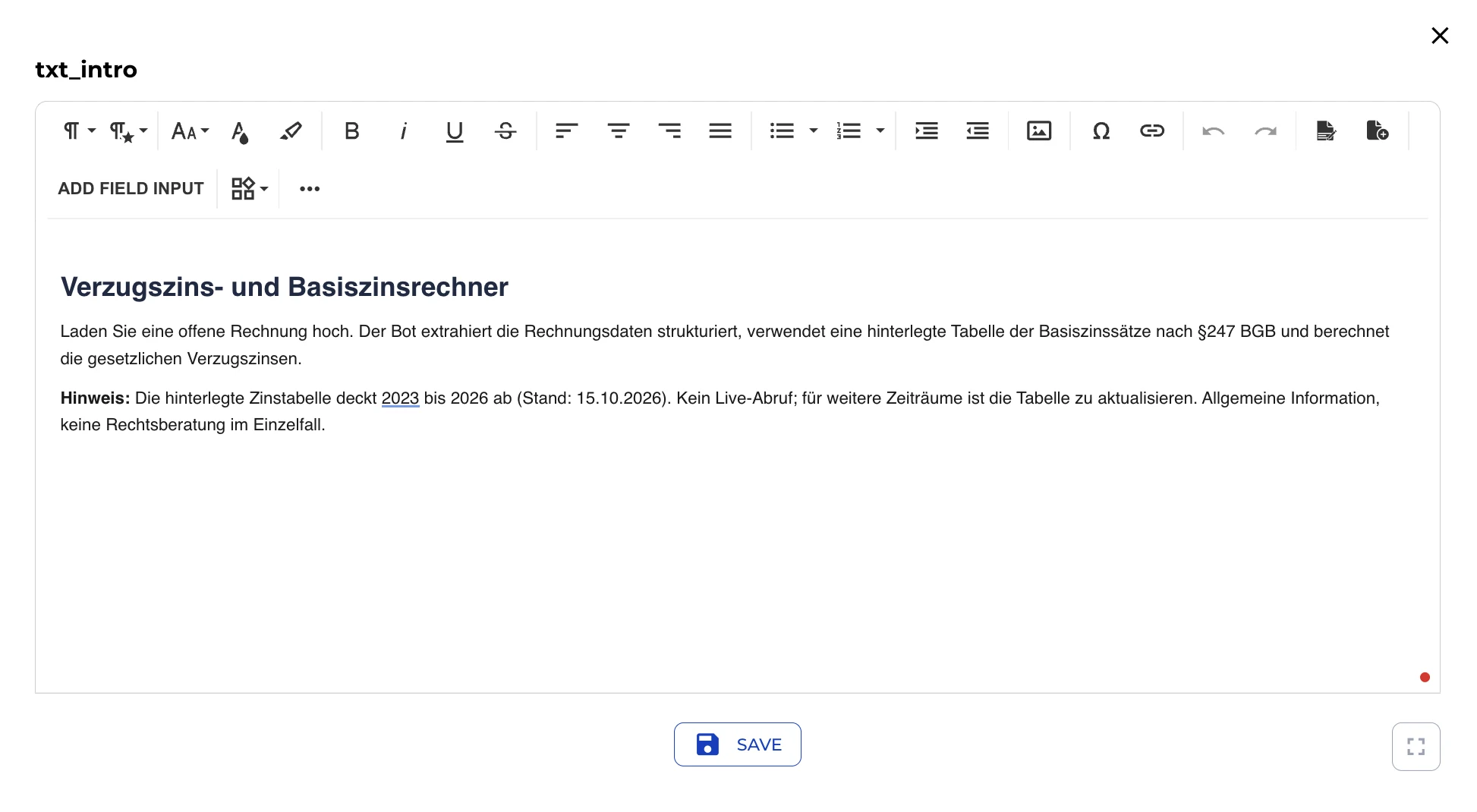 Textfeld-Knoten txt_intro mit Einleitung und Hinweis zur Geltungsdauer der Zinstabelle
