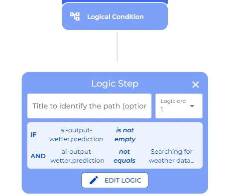 Logical Condition node confirming the weather result has finished before the plausibility check starts